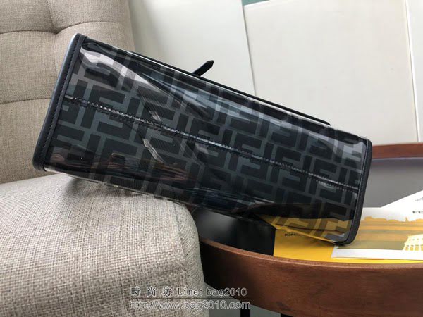 FENDI女包 頂級小號手提袋 橢圓形硬手柄 黑色FF圖案 芬迪女手提包 可斜跨  fdz2172